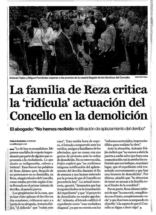 Demolición de la casa de Reza