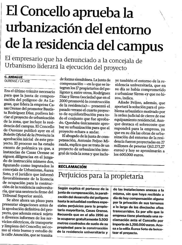 El Concello aprueba la urbanización del entorno de la residencia del campus