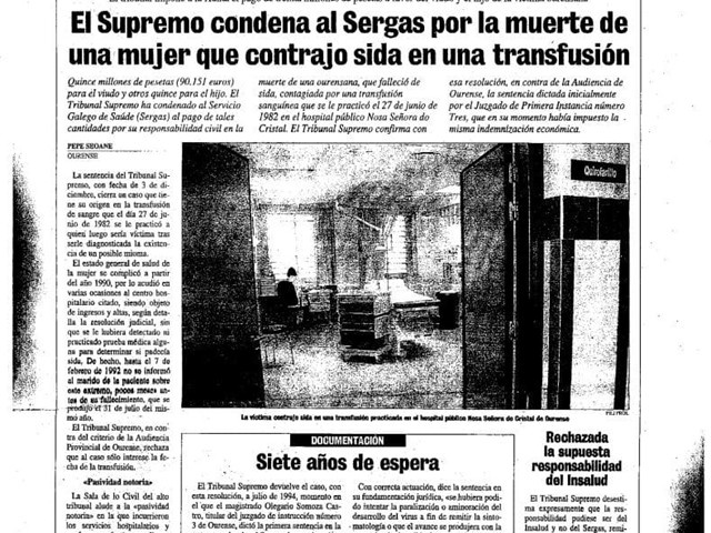 El supremo condena al sergas por la muerte de una paciente infectada de sida