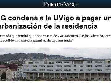El TSXG condena a la UVigo a pagar una parte de la urbanización de la residencia
