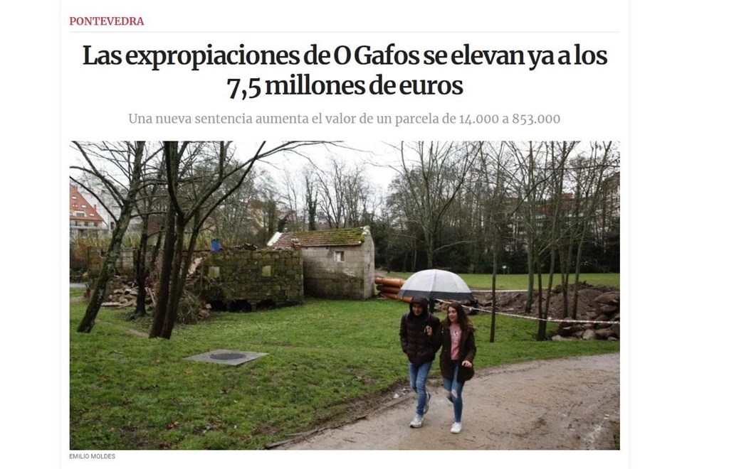 "Las expropiaciones de O Gafos se elevan ya a los 7,5 millones de euros"