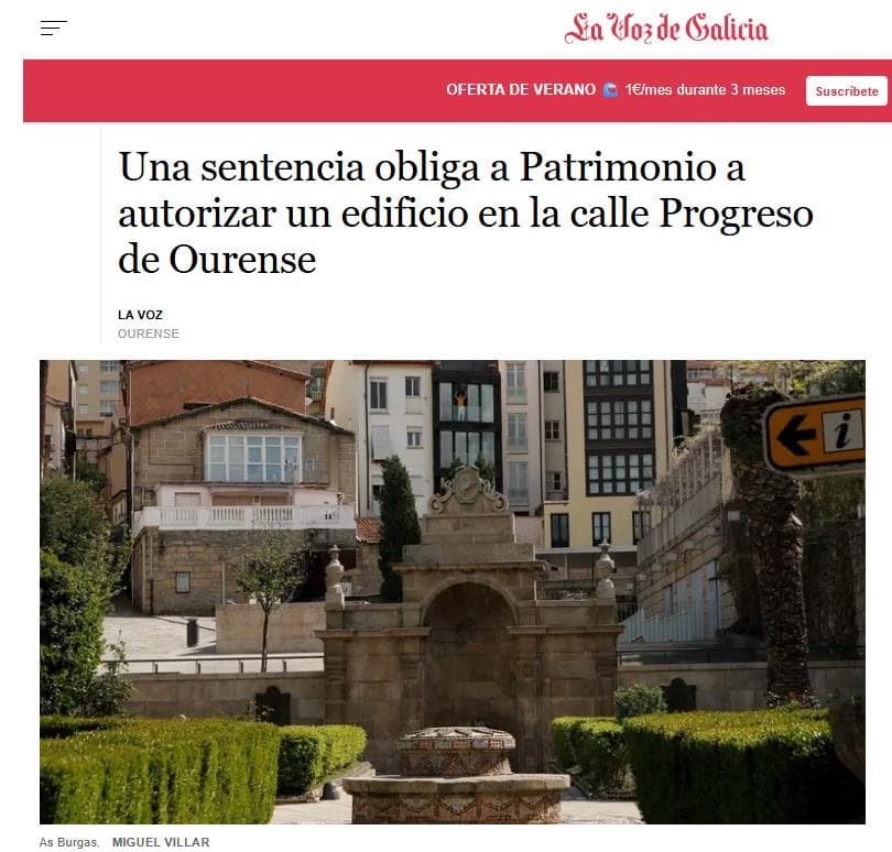 Una sentencia obliga a Patrimonio a autorizar un edificio en la calle Progreso de Ourense