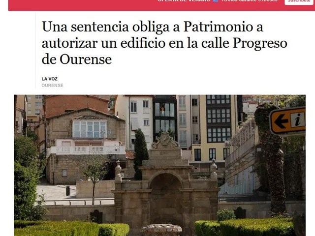 Una sentencia obliga a Patrimonio a autorizar un edificio en la calle Progreso de Ourense