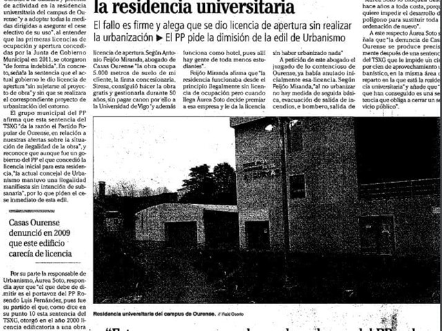 Una sentencia ordena la clausura de la residencia universitaria